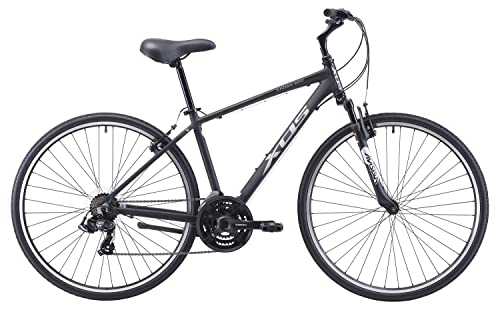 XDS Cross200 21 Speed Hybrid Bike Commuter City Bike 700C Wheel Lightweight Aluminum Alloy Frame (Matte Black, Frame Size 17')
