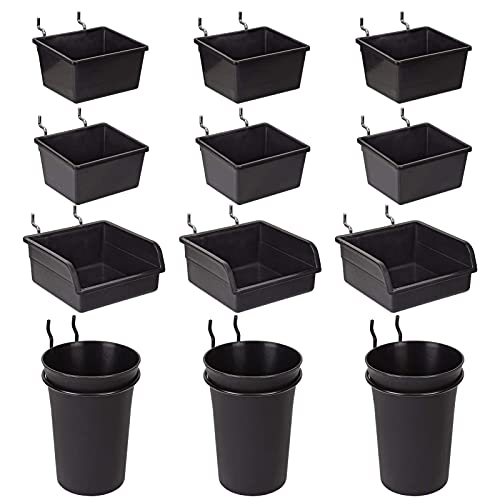 Pegboard Bins Pegboard Cups With Hooks & Loops 12 Pack Set, Peg Hooks Assortment Organizer Accessory, Various Tools Storage Arrange System Kit, For Garage Craft Workshop Workbench Hobby Office #TOP7