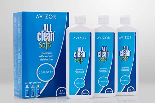 AVIZOR All Clean Soft Contact Lens Liquid. Unique Solution for Cleaning and disinfecting All Types of Soft Contact Lenses. 3 x 240 ml