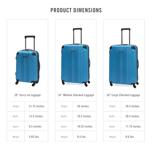 Image of Kenneth Cole REACTION Out of Bounds Lightweight Hardshell 4-Wheel Spinner Luggage, Teal, 20-Inch Carry On