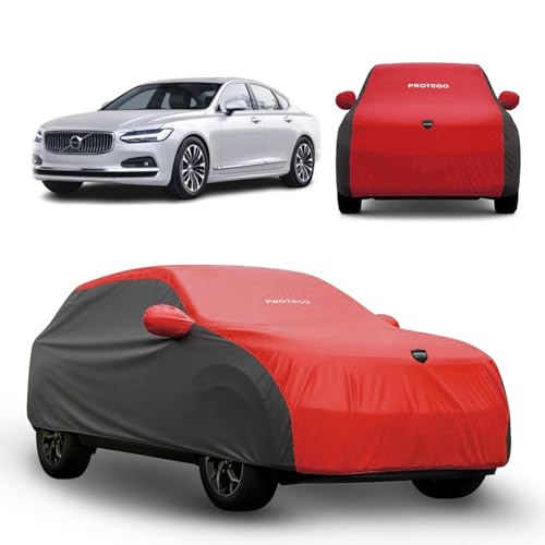 Image of PROTEGO Prime Series India's 1st Anti-Tear Car Cover for Volvo S90 | Heavy-Duty, Custom Fit, All Weather Protection | 100% Waterproof, Windproof & Hail Resistant | 2-Year Warranty | Red + Black