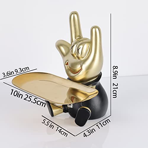 Gesture Figurines And Sculptures, Modern Art Gesture Figurines Black Gold Home Decor, Tray Storage Key Bowl For Living Room, Coffee Table, Entrance, Dressing Table, Office Entrance Storage #TOP1