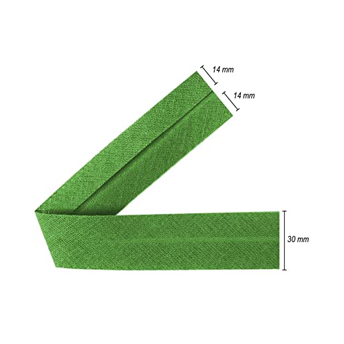TEXTEX = 30mm Wide Bias Binding Tape. 50% Cotton and 50% Polyester. 10m Piece - (Moss Green) - Image 3
