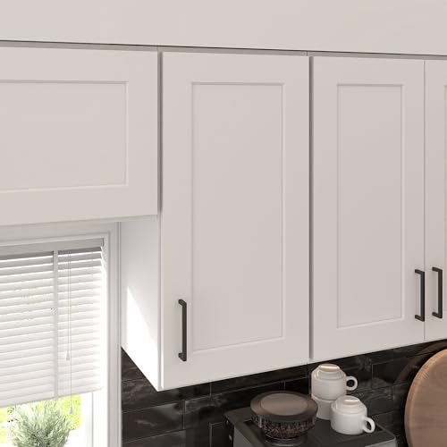 Image of Furinno Shaker Wall Kitchen Cabinet 1-Door-2 Shelves, Ready to Assemble, 12 D x 15 W x 30 H, White