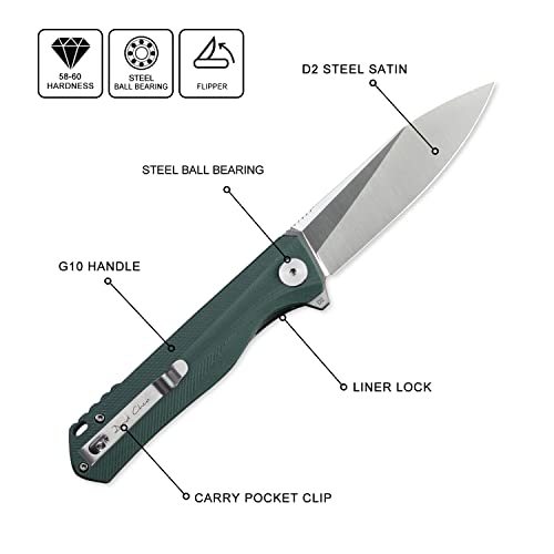 Image of Petrified fish PF818 3.54 inch D2 Steel Satin Blade Pocket Folding Knife