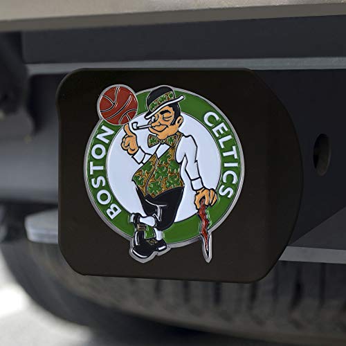 FANMATS 22720 Boston Celtics Black Metal Hitch Cover - with Metal Chrome 3D Logo Emblem – Easy Installation on Truck, SUV, Car - Ideal Gift for Die Hard NBA Fan