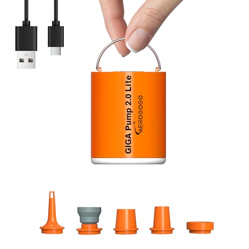 GIGA Pump 2.0 Elektrische Tragbare Luft Pumpe 1300mAh Batterie Wiederaufladbar Ultra-Mini Aufbläser/Entlüfter für Schwimmringe Luftmatratze Bett Poolspielzeug Mit 400 LMS Licht