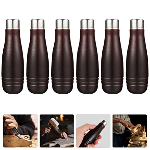 Cabilock 6Pcs Wooden File Handle File Cutting Tool Handle Metal Collars File Handles Hand Files Handle Replacement File Craft Supplies Brown #TOP1