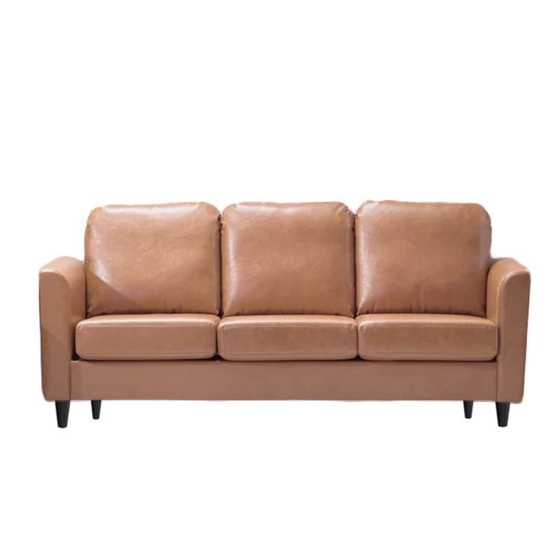 Image of Jerry 3 Seater Leather Sofa for Living Room Camel |Leather Sofa 3 Seater | Three Person Sofas Couch for Bedroom Houswarming Gift