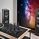 PrecisionGeek – Stahl oxidiert schwarz, M6-Lautsprecherspikes und -Pads aus schwarzem Stahl, Vibrationsdämpfer für HiFi-Systeme, Schränke, Soundbars – Set mit 4 Pads und 4 Spikes