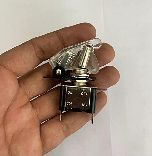 Image of TRANSPARENT Pilot TOGGLE Switch Togglle Swiitch WiD Aircraft Safety Cover Rocker Toggle Switch 12V 20A Car Auto Racing ON /Off LED Light Illuminated 3Pin for All Vehicles