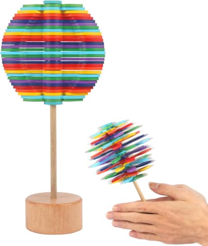 フィボナッチツリー ベース付き 木製 回転スパイラル ロリポップ 回転ワンド ストレス解消 回転おもちゃ ジグソーパズル ストレス解消 教育アートツリー オフィス 残業 ホームデコレーション 大人 子供 楽しいギフト 教育玩具 (B)のサムネイル