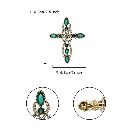 Image of Flyonce Cross Brooch for Women, Rhinestone Crystal Vintage Style Celtic Knot Riligious Christian Lapel Pin