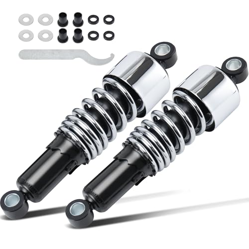 MoKitDora 10.5'/267mm Lowering Slammer Rear Shock Suspension Kit for Harley 1980-up Touring, 1983-up Sportster, and 1991-up Dyna, 1 Pair Silver