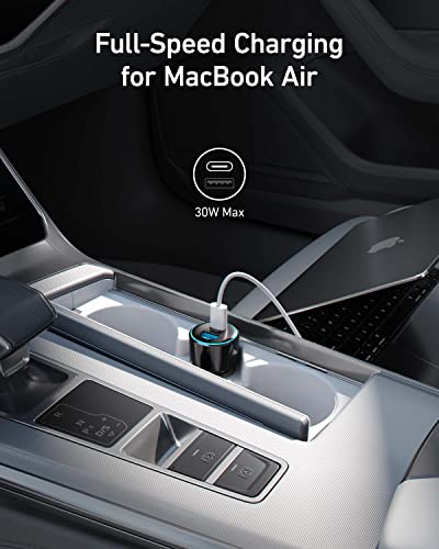 Image of Anker USB C Car Charger, 49.5W PowerDrive Speed+ 2 Adapter, 30W PD Port for iPhone 15 14 13 12 11 Series, Compatible with S10 /S9, MacBook Air, iPad Pro, 19.5W Fast Charge Port for S8 and More