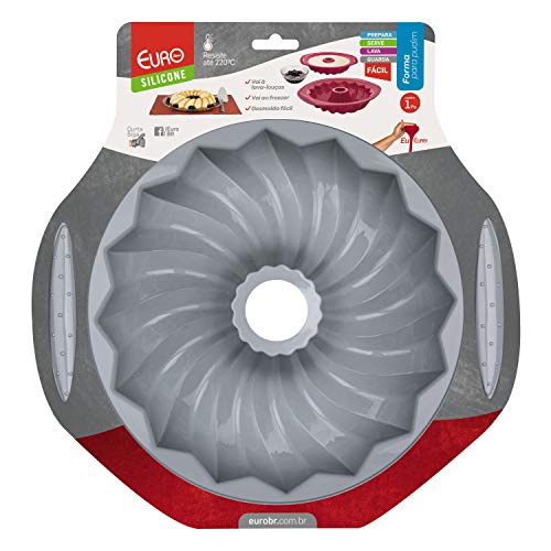 Forma para Pudim, Silicone, Cinza, Euro