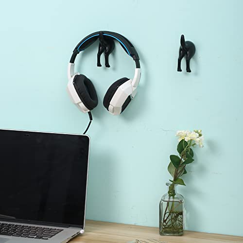 Crswha 5 Pack Dog Tail Coat Hooks For Wall,Black Plastic Wall-Mounted Hat Hanger Hooks,Cute Towel Hooks For Bathroom,Decorative Dog Butt Wall Peg For Hanging Coats,Bags,Key,Purse,Dog Leash #TOP2