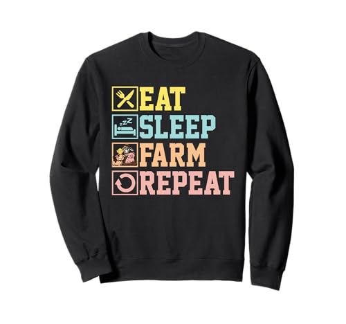 Eat Sleep Farm Repeat Granjero Animales Lindos Granja Sudadera