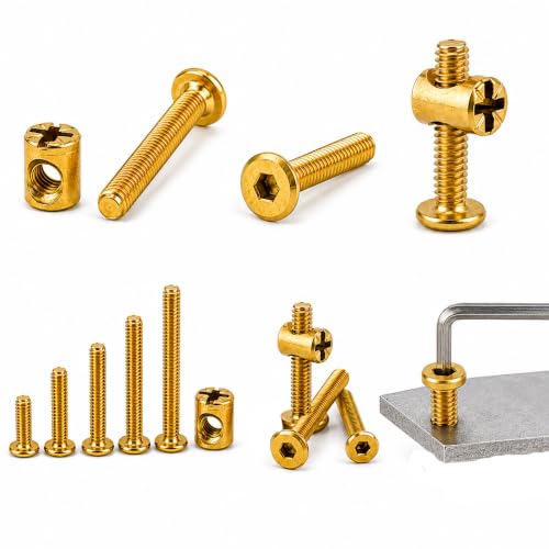 Image of By VP INDUSTRIES (Combo - 10) M6x50 Allen JCB Bolt Barrel Nut Brass