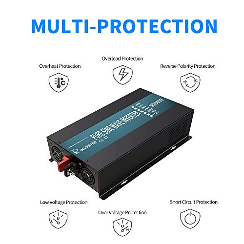 WZRELB RBP-500012S Pure Sine Wave 5000W (10000W Surge) 12V Power Inverter DC to AC Power - Solar, RV