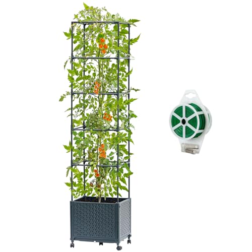 KOBAZ Raised Garden Bed with Tomato Planter Cage, 67.6" Trellis Planter Boxes