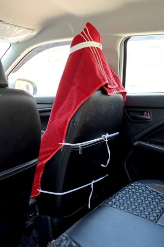Image of MISHIKA Cotton Car Seat Towel Cover, Universal Fit, Beige, Soft Driving Comfort, 130x50 cm (1, Red, 30 x60)
