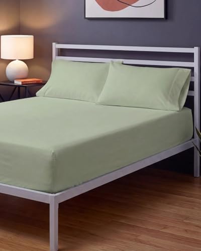 Image of Sleepy Town Cal King Size Bed Sheets - 3 Piece - NO Flat Sheet Included - California King Sheet Set - Soft, Comfy & Cooling - Easy Care - Wrinkle & Fade Free - Brushed Microfiber (Light Sage Green)