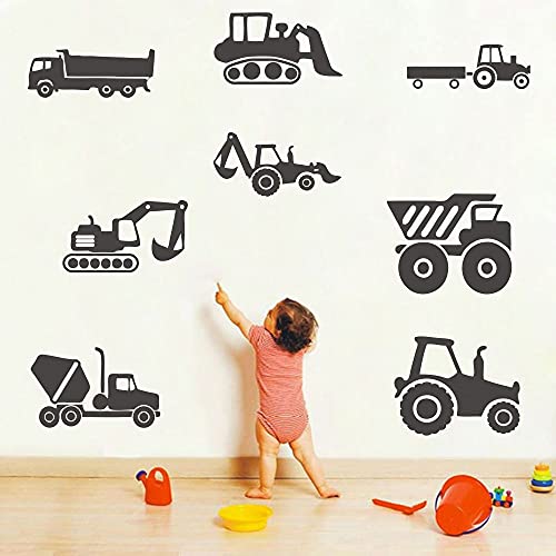 8 Vinilos Decorativos Infantiles Vehículos de Construcción Negro miniatura 6