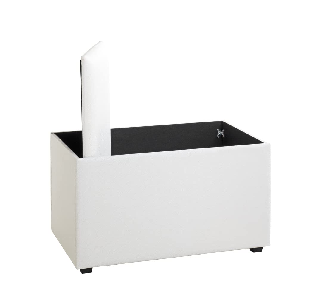 HAKU Sitztruhe weiß, Kunstleder, MDF - Maße: B 65 cm x H 42 cm x T 40 cm, Style: Modern