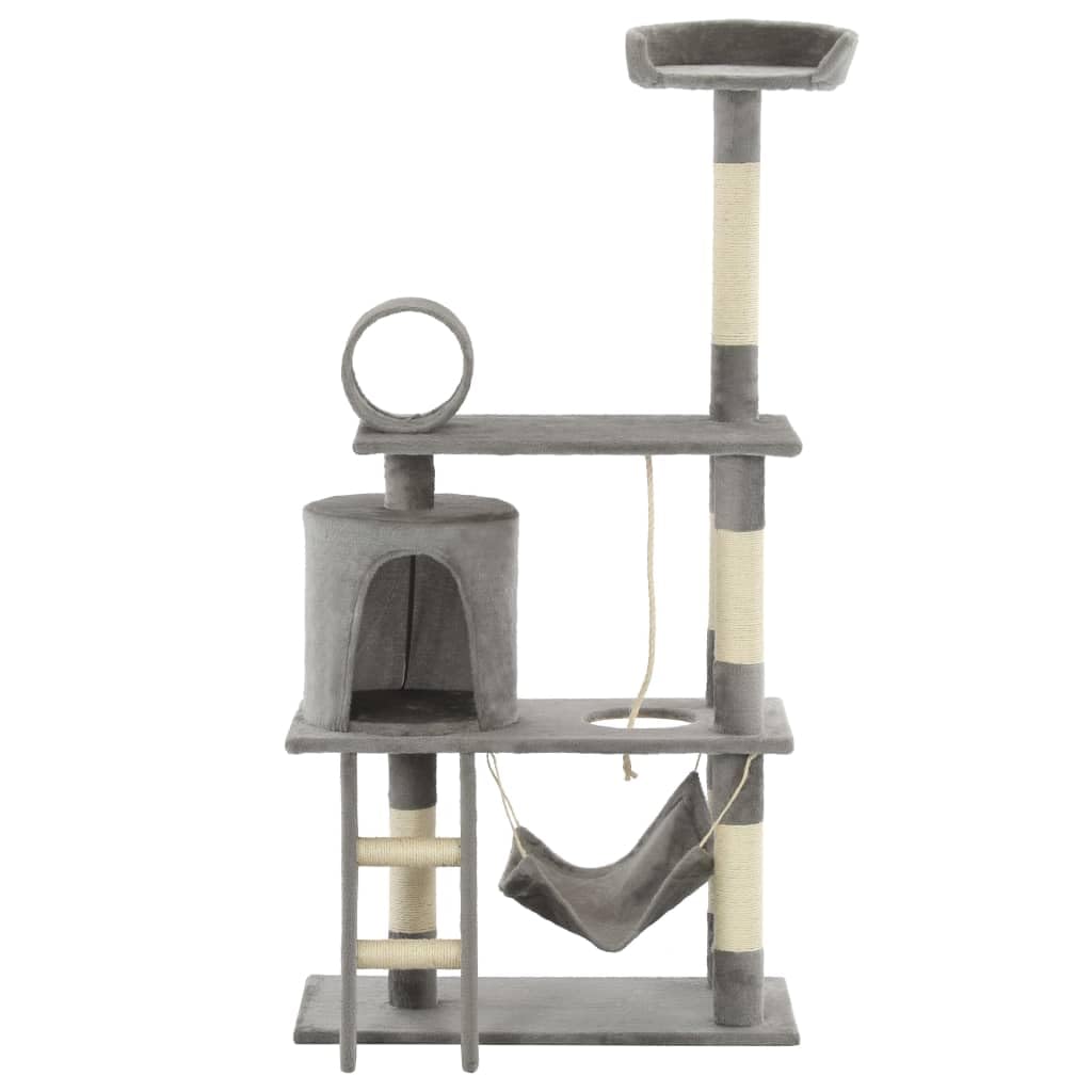 vidaXL Rascador para Gatos con Poste de Sisal 140 cm Gris Árbol Arañar Juguete