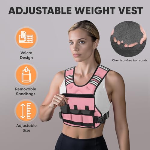 Image of APEXUP Adjustable Weighted Vest, 4-10lb /12-18lb /20-32lb Vest with 6 Ironsand Weights and Large Pocket, Weight Vest for Men Women Strength Training, Running, Walking
