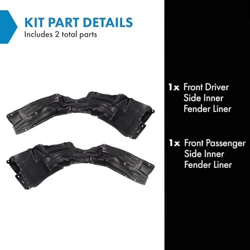 Image of TRQ Front Driver and Passenger Side Inner Fender Liner Set Compatible with 2011-2014 Toyota Sienna XLE LE Limited 2011-2013 Sienna Base Model