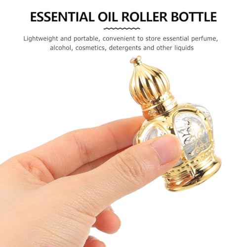 Image of Housoutil 10ml Essential Oil Glass Roller Bottle, 20PCS Refillable Vintage Perfume Bottles, Middle Eastern Style Glass Roll on Dispenser with Cap for Thai Amulet Essential Oil Catholic Baptism
