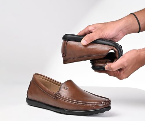 Image of LOUIS STITCH Genuine Leather Formal Shoes for Men | Ultra Lightweight Men's Slip On Solid Formal Loafers | Comfortable for Long Hours | LSPDFLP