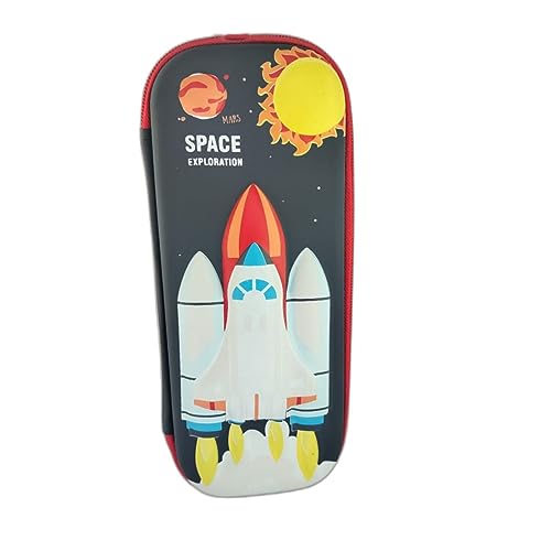 Image of EVA Large Capacity Stationery Box 3D Cartoon Pen Pencil case Multi-Compartment for School Students with Zip Closure -Best Birthday Gift for Girls, Boys & Kids (Space Exploration)