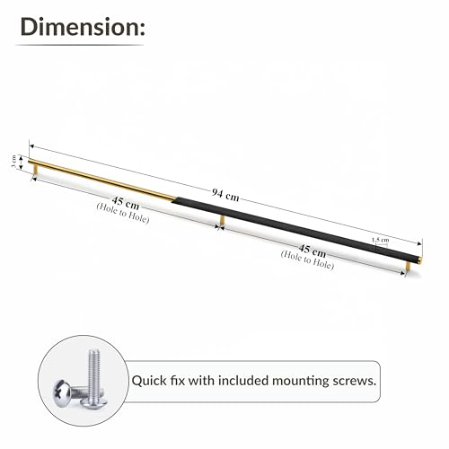 Image of Plantex Stainless Steel & Alluminium Cabinet Handle /900mm Wardrobe Handle for Home /Cupboard Door Pull-Push Handles for Office - Pack of 1 (DTC-3960, Black & Gold)