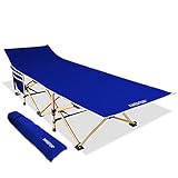 AMEDTEM Camping Cots, Sleeping Cots Backpacking Bed Oversized Folding Protable with Carry Bag,Travel Camp Cot for Heavy People Home Office Outdoor Hiking Beach Pool, Support 450LBS - Royal Blue