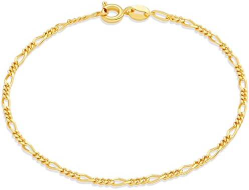 Amazon Essentials 14K Gold Plated Fine Figaro Chain Bracelet 7.5"...