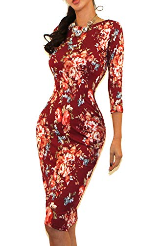 Vivicastle Women's USA Wear to Work Business 3/4 SLV Bodycon Pencil Dress2