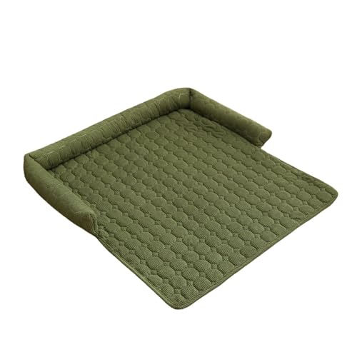 Fundas de sofá mullidas para mascotas, cama para perros, como protección de muebles, con cojín cervical, para perros grandes, medianos y pequeños, gatos (verde, 75 x 75 cm)