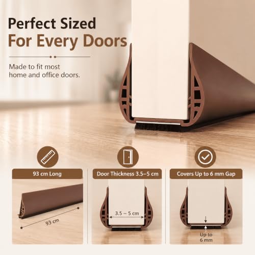 Image of Gap Filler for Door Bottom Seal Strip with Brush - Sound-Proof, Reduce Noise, Energy Saving Door Stopper for Reduce Door Dust, Insects Protector (Brown)
