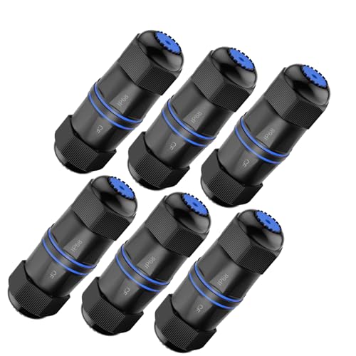 VCELINK IP68 Waterproof RJ45 Coupler Cat6/Cat5E/Cat5, 6-Pack Outdoor Ethernet Cable Connector Female to Female, Shielded Network Extender