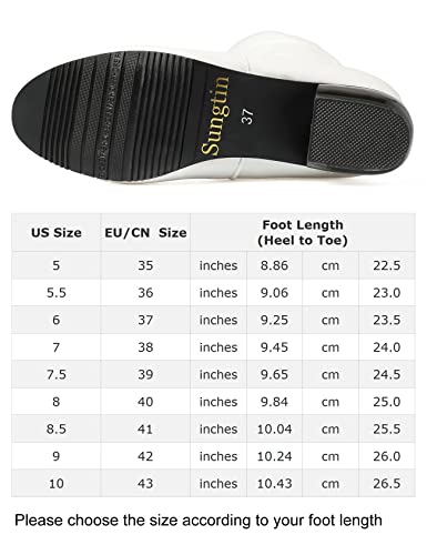 Sungtin Women's White Faux Leather Knee High Flat Slouch Boots 7 M Us #TOP5