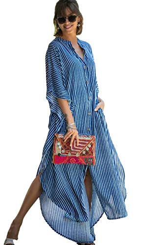 RanRui swimsuit cover up Black&White caftan caftans Women's Vneck short Sleeve kaftan dresses with pocket Caftans2