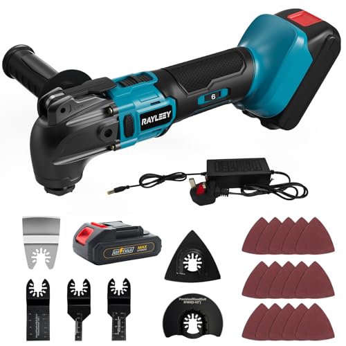 Cordless Oscillating Multi Tools with 1pcs 4000mAh Battery, Compatible with 18V LXT-Battery, 6 Speeds to 21000 OPM, 4°Angle, Quick-fit Blade with 21pcs Accessories for Cutting, Sanding, Scraping