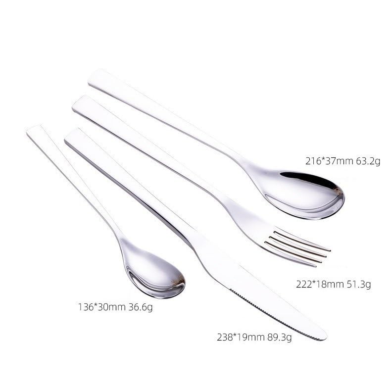 ONUIFIKE Silverware Set, 4/16/24/32/40/48 Pcs Stainless Steel 304 Steak Knife, Fork And Spoon Four-piece Set Hotel Household Tableware Dessert Spoon, Home Cutlery Flatware Set(Black Gold,32 Pieces fo