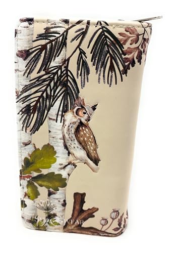 Shag Wear Owl Gathering Large Bird Wallet for Women and Teen Girls Vegan Faux Leather Beige 7"2