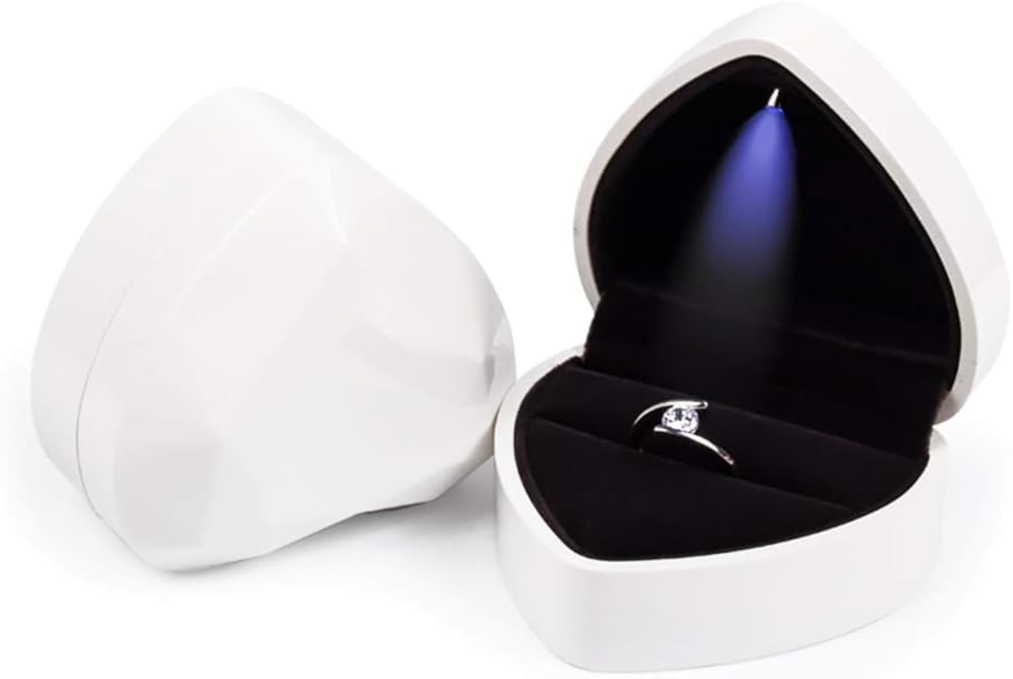 Heart Ring Box with LED Light, Luxury Engagement Display