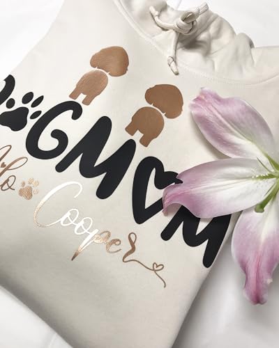 Hundemama Dog Mom Pullover mit Namen Hassen Pfoten, Hunde Mama Dogmom Hoodie für Frauen Pulli Hundemotiv Hundepfoten Baumwolle, Damen Hundepullover Motiv Hundekopf Hundebesitzer Kapuzenpullover