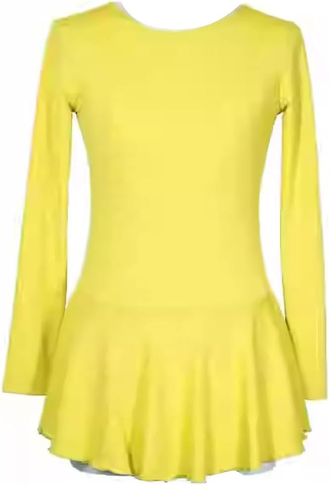 Women's Adult Figure Ice Skating Dress Long Sleeves Gymnastics Leotard Lyrical Dance Costume Ballerina Outfits